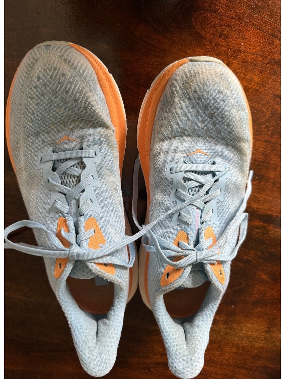 Hoka One One Women's Running Shoes Light Blue and Orange Size 9